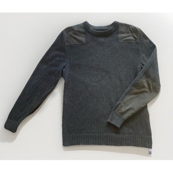 Duluth Trading Med Gray Sweater Mens Pullover Crewneck Knit Shoulder Elbow Pad - Picture 1 of 8